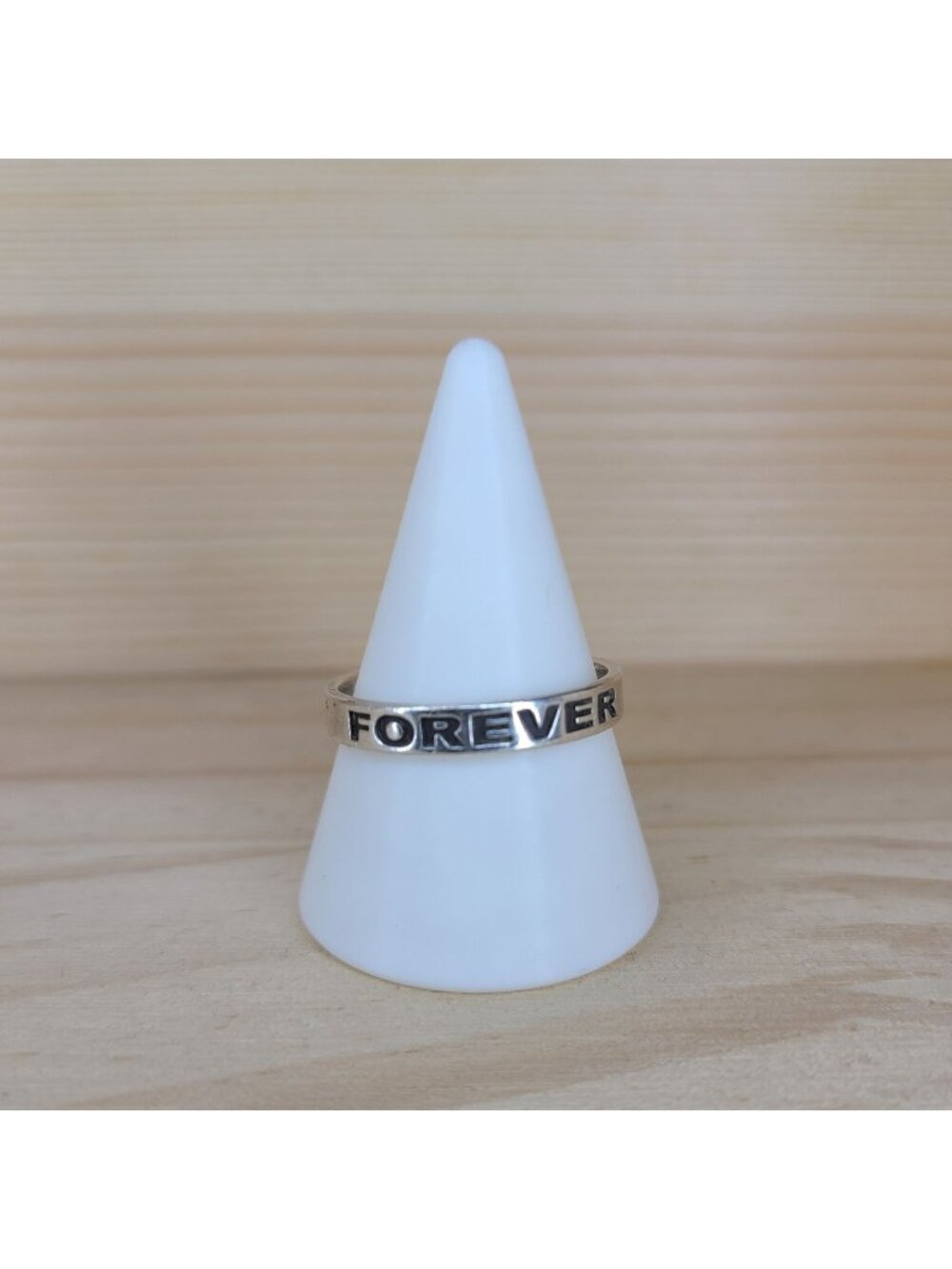 Vintage Sterling Silver Engraved Band Ring "Forever In My Heart" Sz 10.75